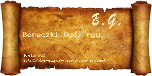 Bereczki György névjegykártya