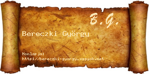 Bereczki György névjegykártya